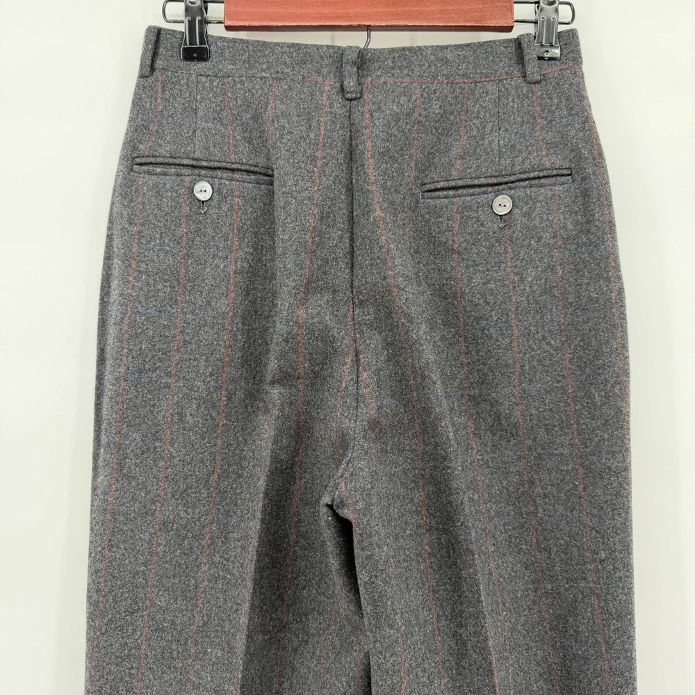 Barry Bricken Trousers 27x30 Charcoal Gray Virgin Wool Pleated Pinstripe Pants